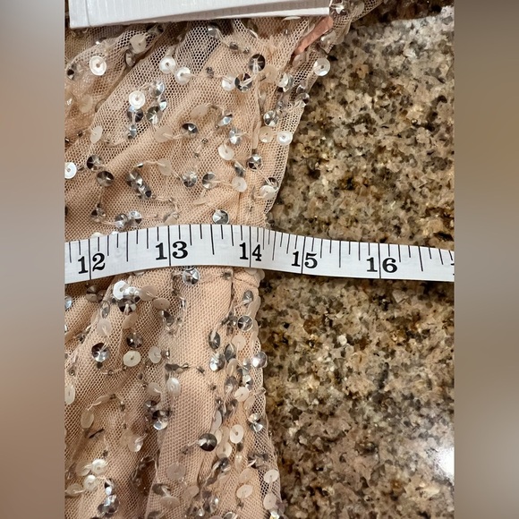 Mac Duggal Short Wedding Guest Dress 10790 , NWT Size 8 Sequin Nude color - Picture 8 of 14